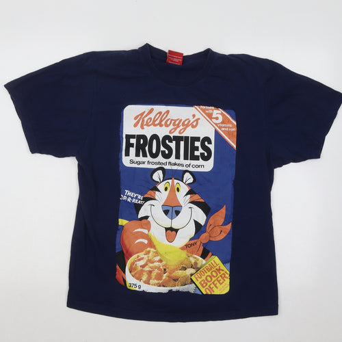 George Mens Blue Cotton T-Shirt Size S Round Neck - Kellogg's Frosties