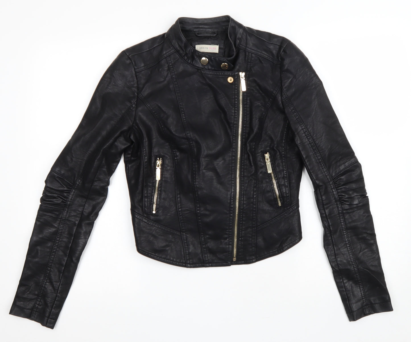 Urban Bliss Womens Black Biker Coat Size 10 Zip