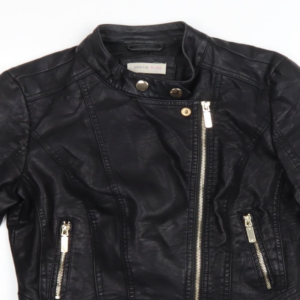 Urban Bliss Womens Black Biker Coat Size 10 Zip
