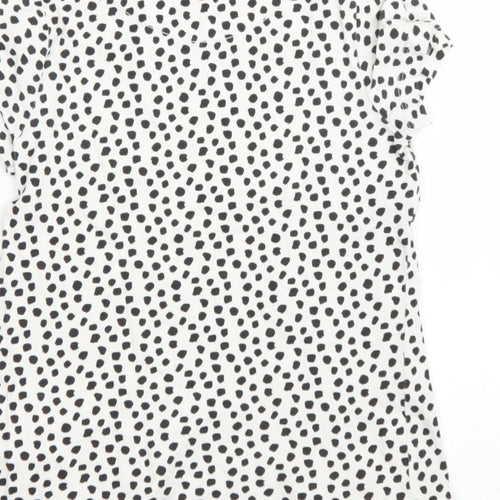 George Girls White Animal Print 100% Cotton Basic T-Shirt Size 8-9 Years Round Neck Pullover