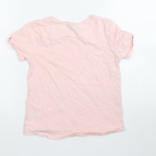 Matalan Girls Pink 100% Cotton Basic T-Shirt Size 8 Years Round Neck Pullover