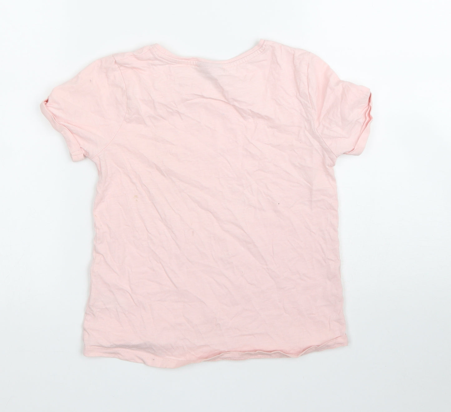Matalan Girls Pink 100% Cotton Basic T-Shirt Size 8 Years Round Neck Pullover