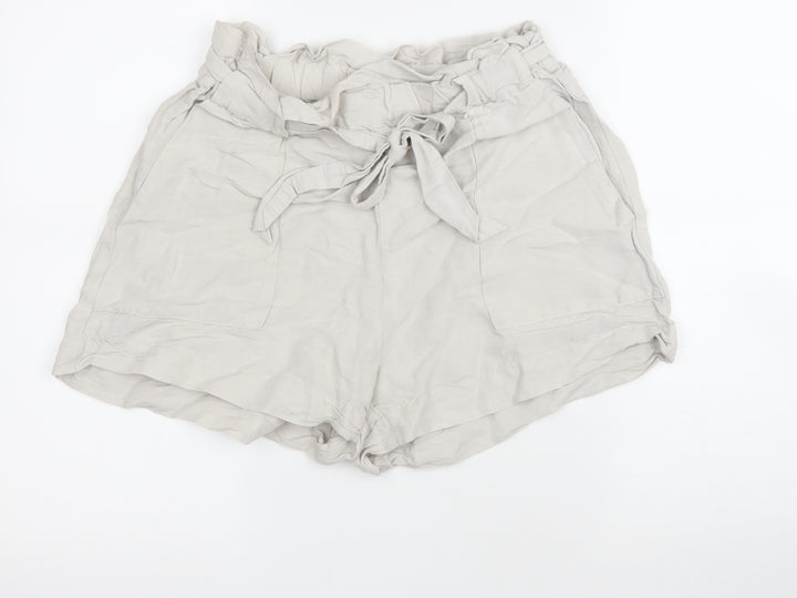H&M Womens Ivory Linen Chino Shorts Size 6 Regular Drawstring