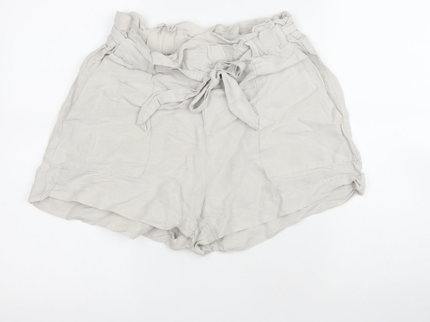 H&M Womens Ivory Linen Chino Shorts Size 6 Regular Drawstring