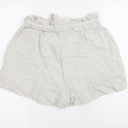 H&M Womens Ivory Linen Chino Shorts Size 6 Regular Drawstring