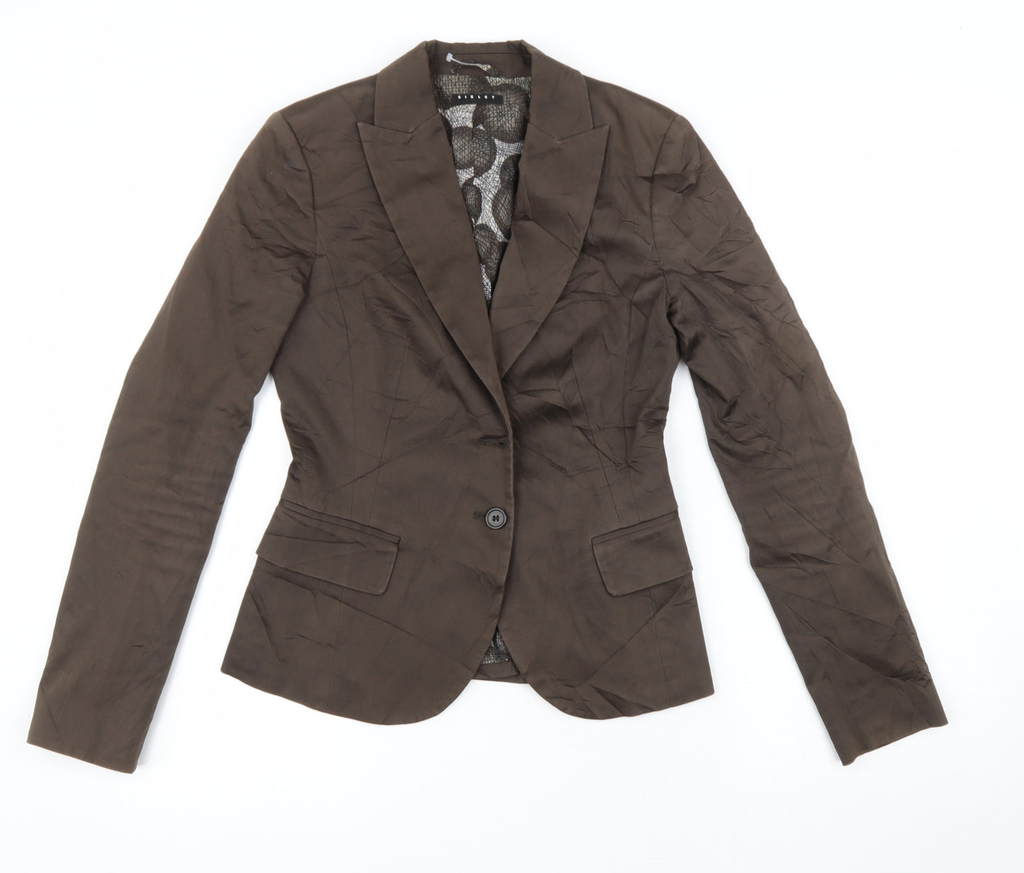 Sisley Womens Brown Jacket Blazer Size S Button
