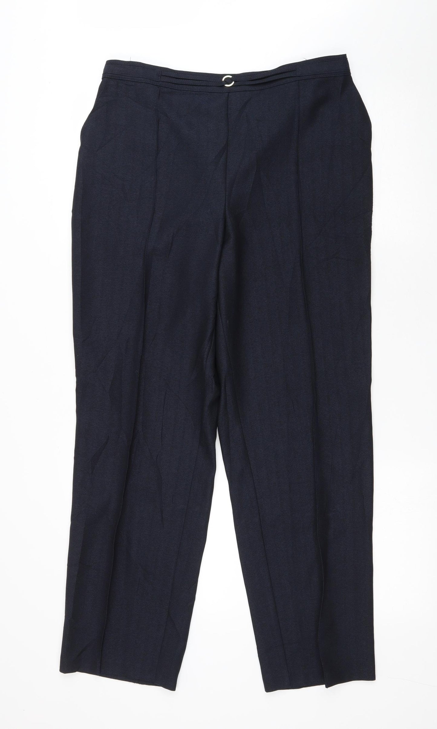 Marks and Spencer Womens Blue Polyester Trousers Size 14 L27 in Regular