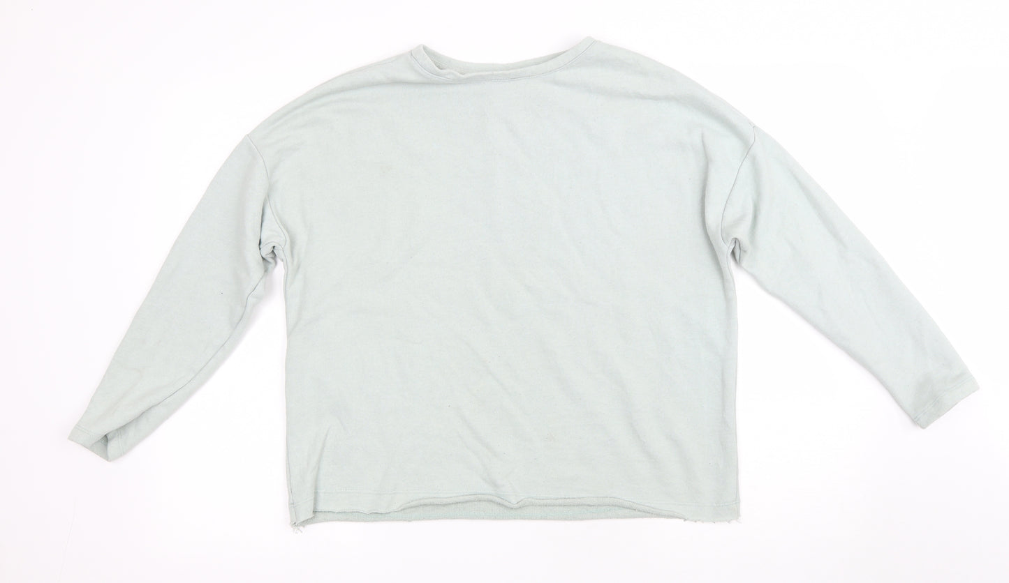 Pull&Bear Womens Green Cotton Pullover Sweatshirt Size S Pullover