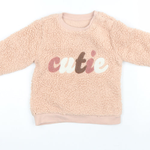 Nutmeg Girls Pink Polyester Pullover Sweatshirt Size 2 Years Pullover - Cutie