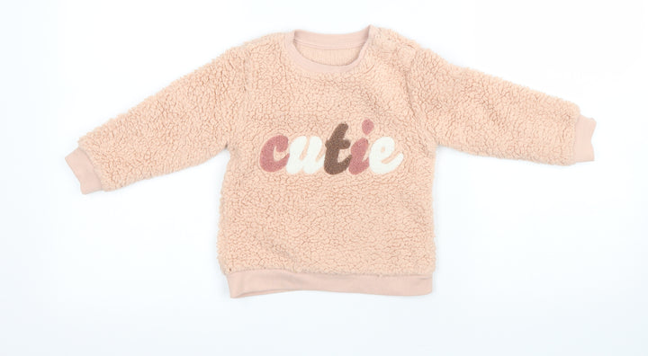 Nutmeg Girls Pink Polyester Pullover Sweatshirt Size 2 Years Pullover - Cutie