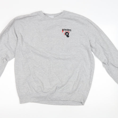 Mommamakes Womens Grey Cotton Pullover Sweatshirt Size L Pullover - Hormones and The Gang