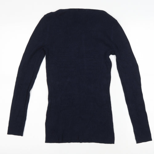 H&M Womens Blue Round Neck Viscose Pullover Jumper Size M