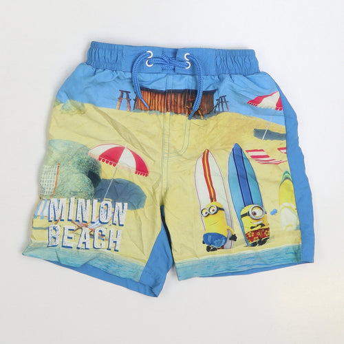 TU Boys Blue Polyester Sweat Shorts Size 4 Years Regular Drawstring - Minions Swimwear