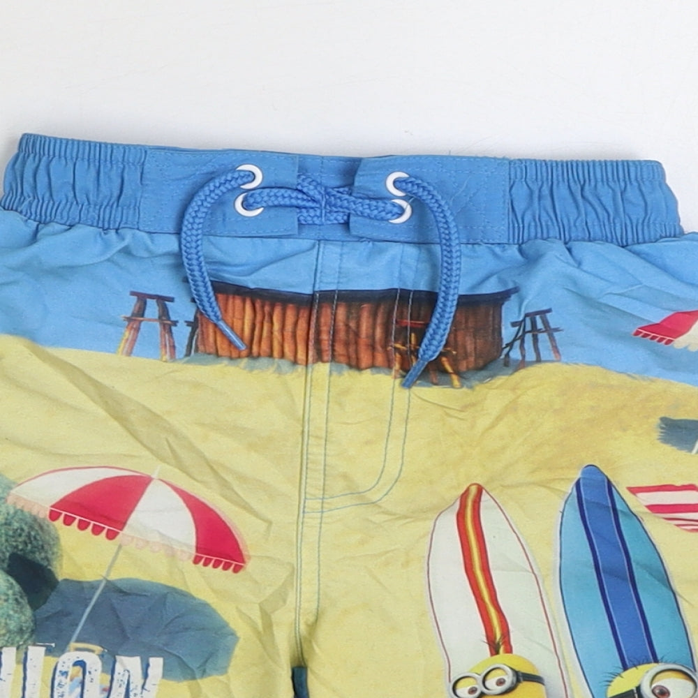 TU Boys Blue Polyester Sweat Shorts Size 4 Years Regular Drawstring - Minions Swimwear
