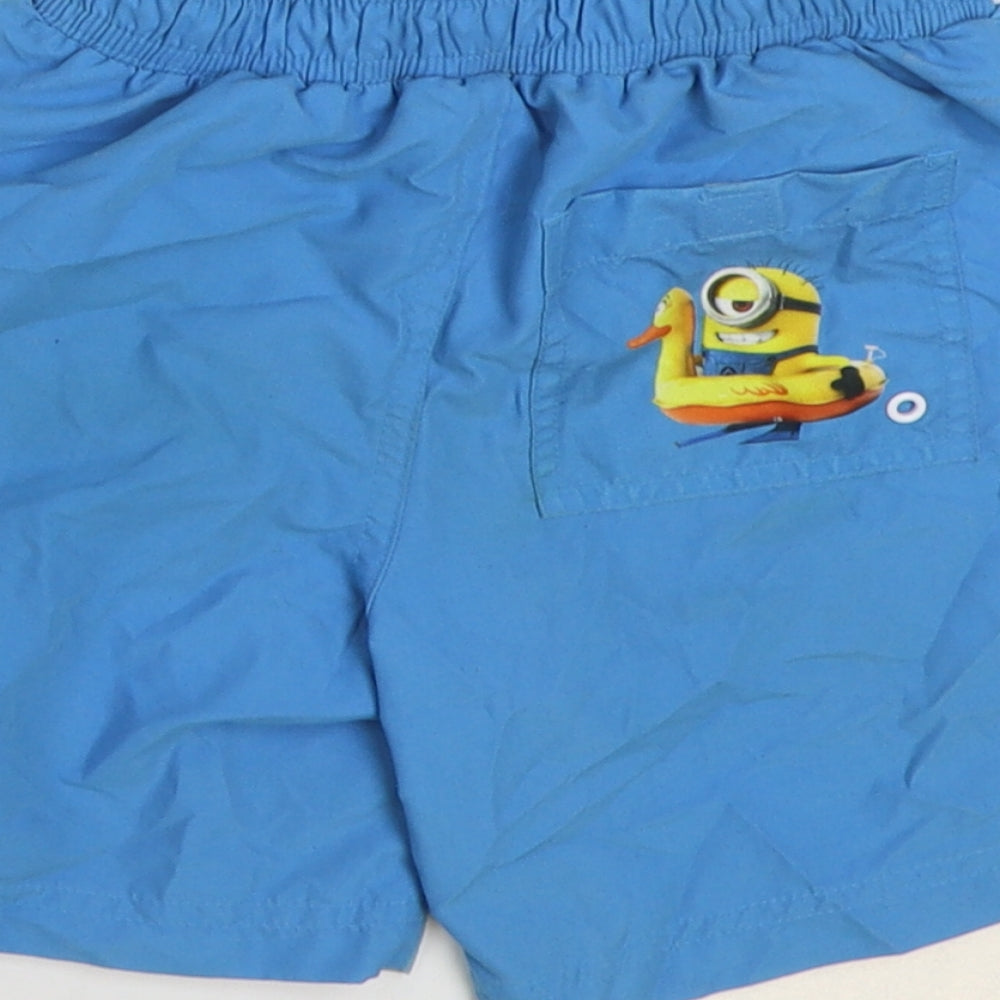 TU Boys Blue Polyester Sweat Shorts Size 4 Years Regular Drawstring - Minions Swimwear