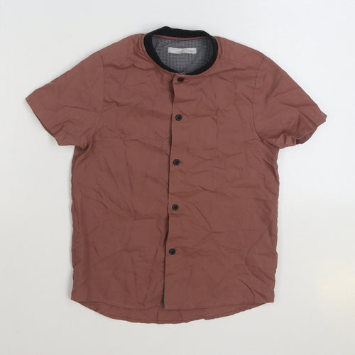 NEXT Boys Brown Polyester Basic Button-Up Size 6 Years Round Neck Button