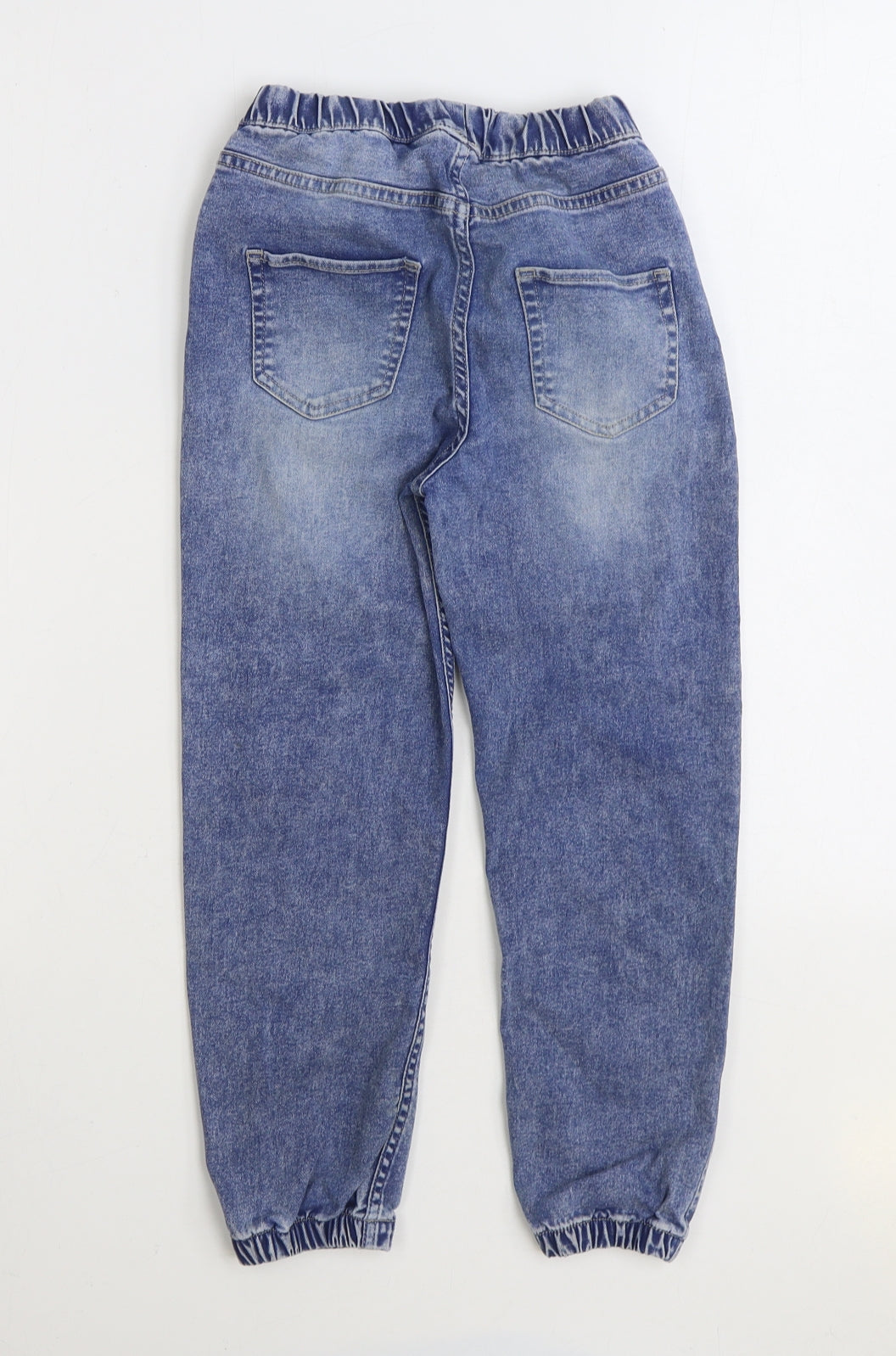 H&M Boys Blue Cotton Tapered Jeans Size 7-8 Years Regular Drawstring