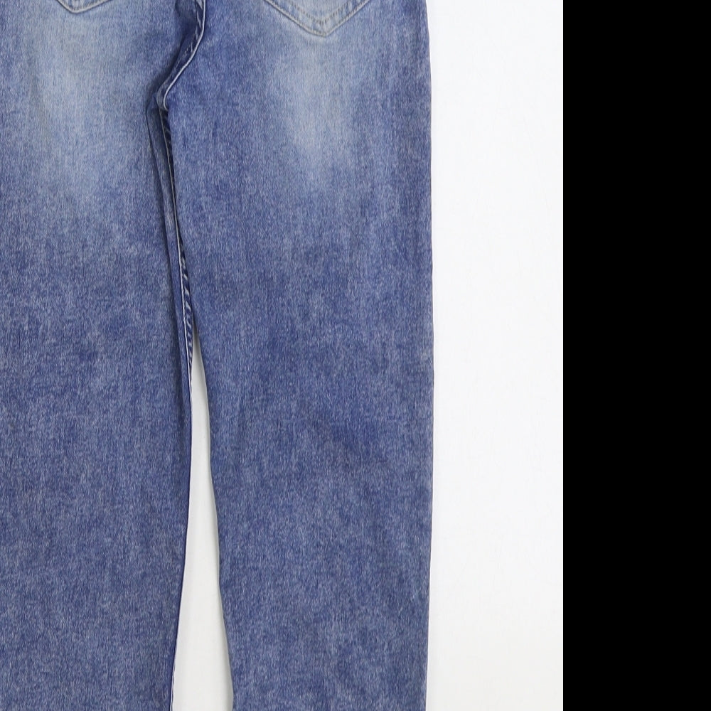 H&M Boys Blue Cotton Tapered Jeans Size 7-8 Years Regular Drawstring