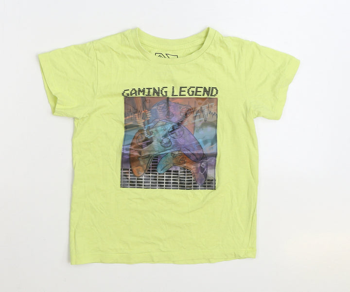Matalan Boys Yellow 100% Cotton Basic T-Shirt Size 7 Years Round Neck Pullover - Gaming Legend
