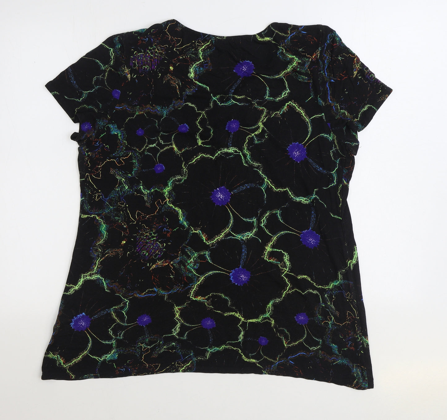Moda at George Womens Multicoloured Geometric Viscose Basic T-Shirt Size 18 Scoop Neck