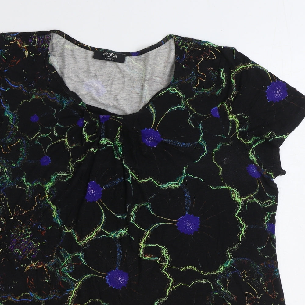 Moda at George Womens Multicoloured Geometric Viscose Basic T-Shirt Size 18 Scoop Neck