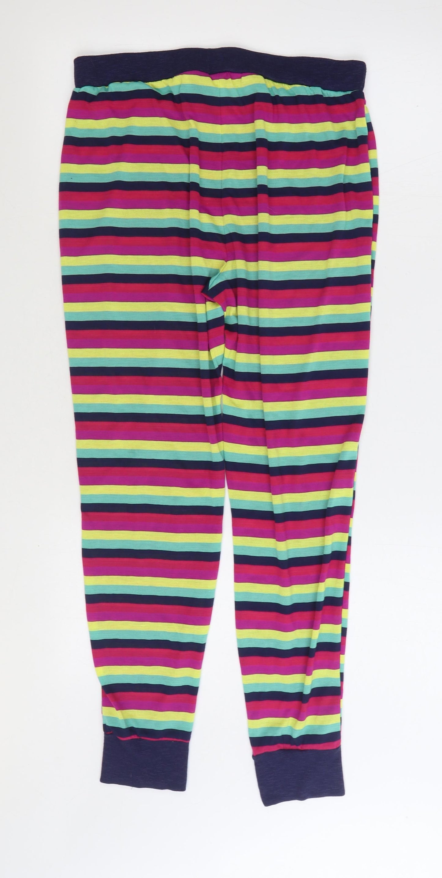 Matalan Womens Multicoloured Striped Polyester Capri Lounge Pants Size 12 Drawstring