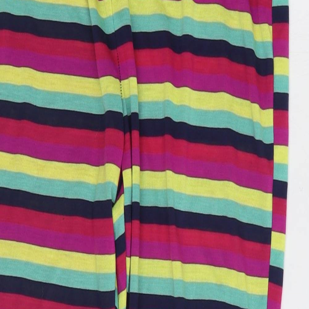 Matalan Womens Multicoloured Striped Polyester Capri Lounge Pants Size 12 Drawstring