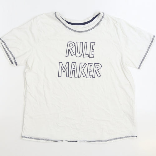 Matalan Womens White Cotton Basic T-Shirt Size M Round Neck - Rule Maker