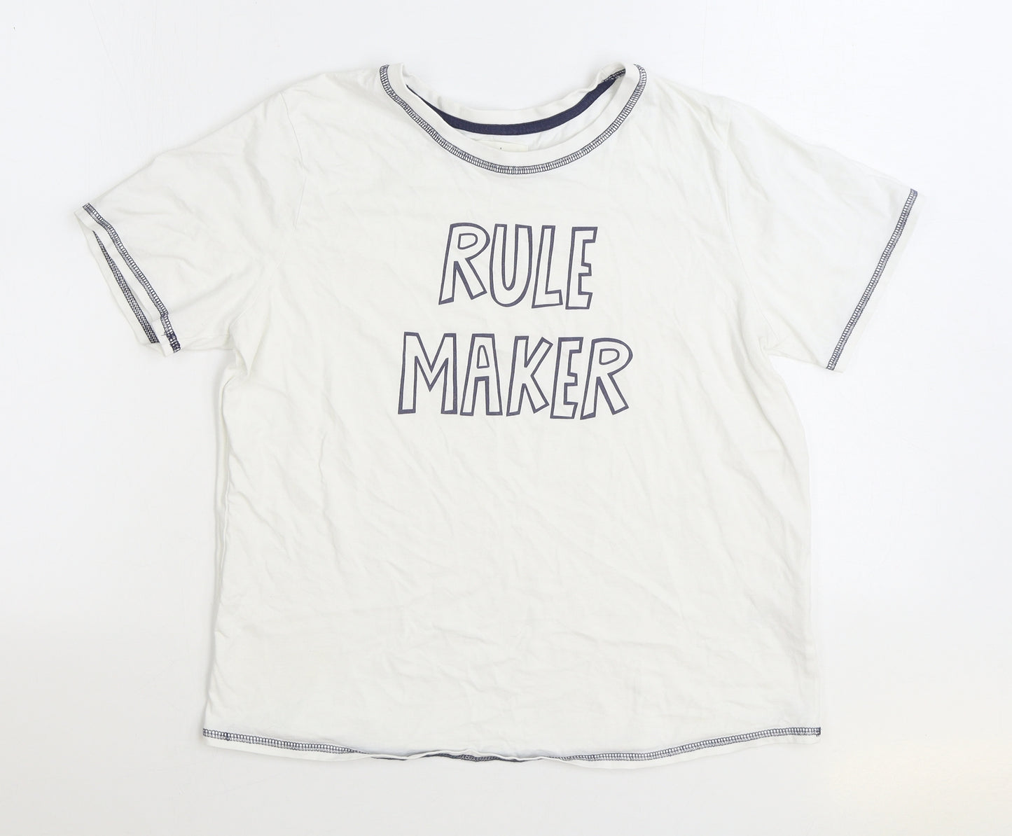 Matalan Womens White Cotton Basic T-Shirt Size M Round Neck - Rule Maker