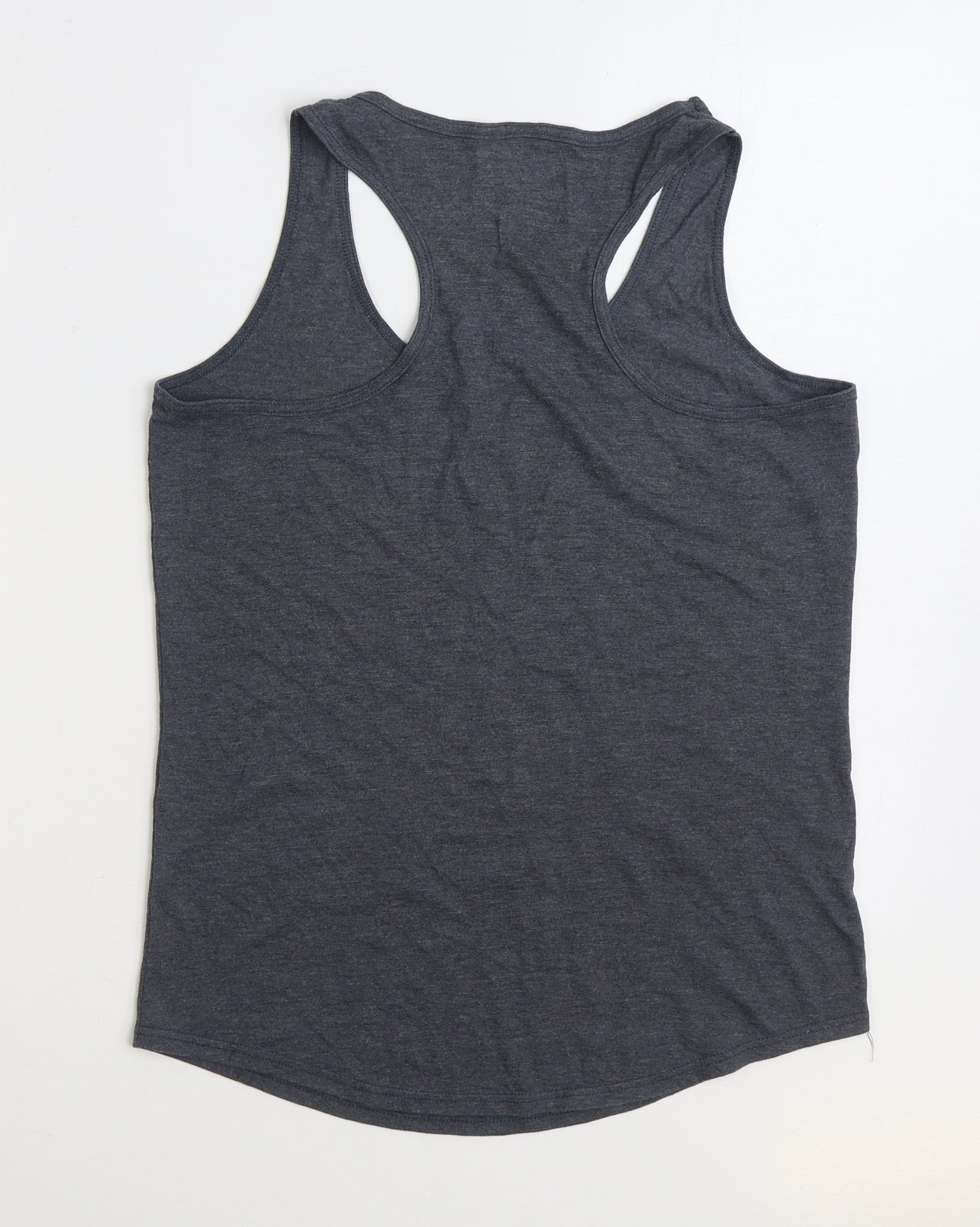 Kelham Print Womens Grey 100% Cotton Basic Tank Size M Scoop Neck - Happy Slogan