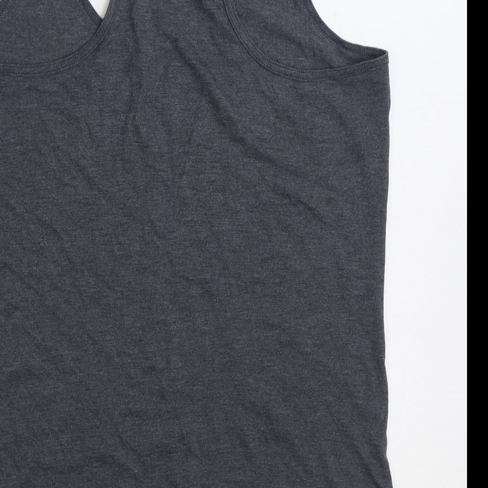 Kelham Print Womens Grey 100% Cotton Basic Tank Size M Scoop Neck - Happy Slogan