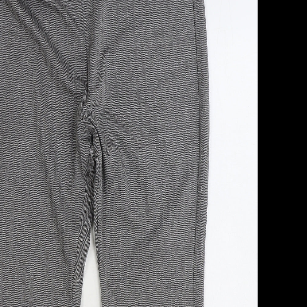 Marks and Spencer Womens Grey Herringbone Polyester Cropped Trousers Size 18 L27 in Regular