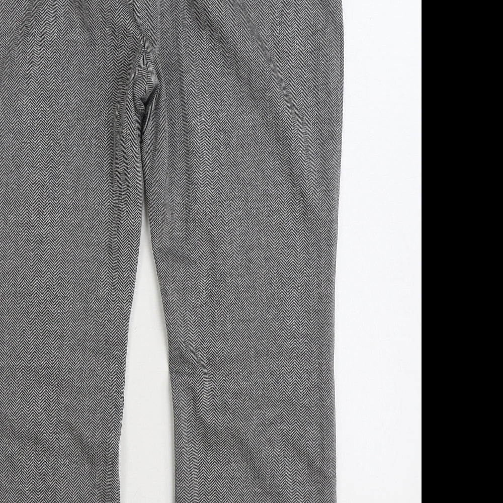 Marks and Spencer Womens Grey Herringbone Polyester Cropped Trousers Size 18 L27 in Regular