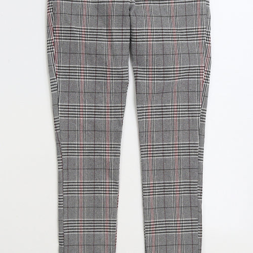 MS Station Womens Grey Plaid Polyester Trousers Size 24 in L29 in Regular Zip