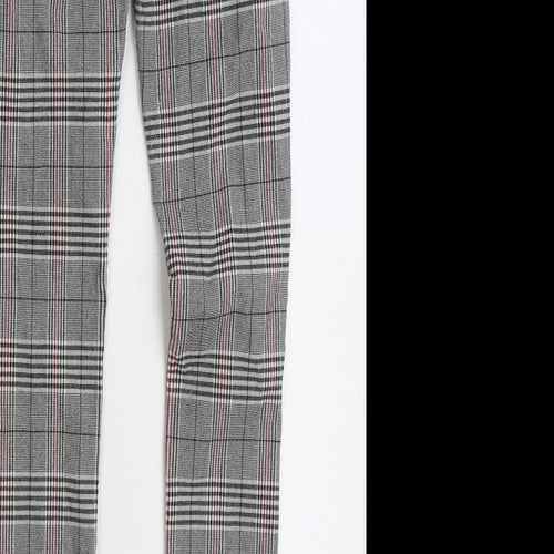 MS Station Womens Grey Plaid Polyester Trousers Size 24 in L29 in Regular Zip