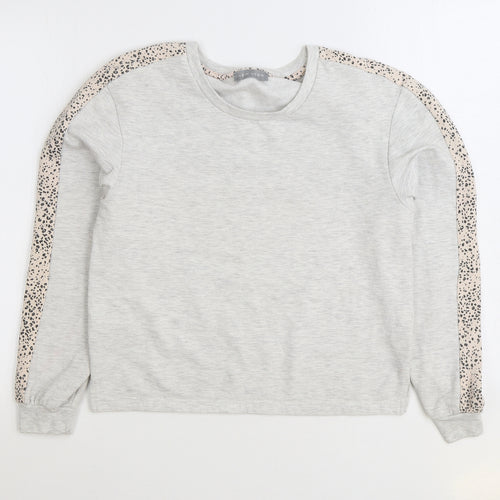 New Look Womens Grey Animal Print Polyester Pullover Sweatshirt Size 8 Pullover - Leopard Print