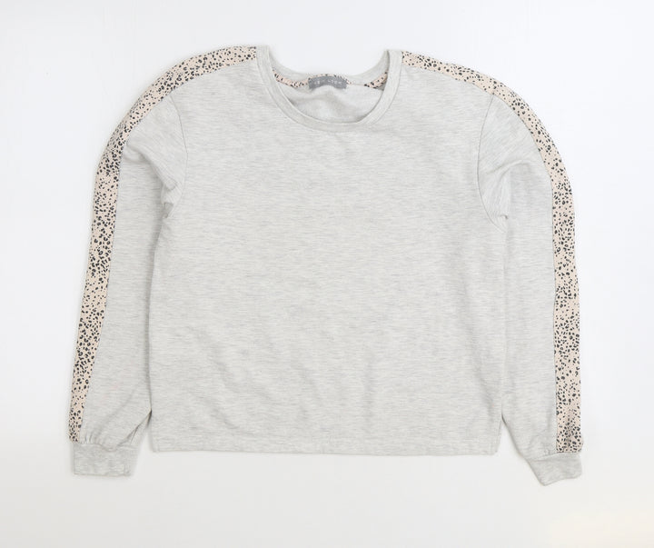 New Look Womens Grey Animal Print Polyester Pullover Sweatshirt Size 8 Pullover - Leopard Print