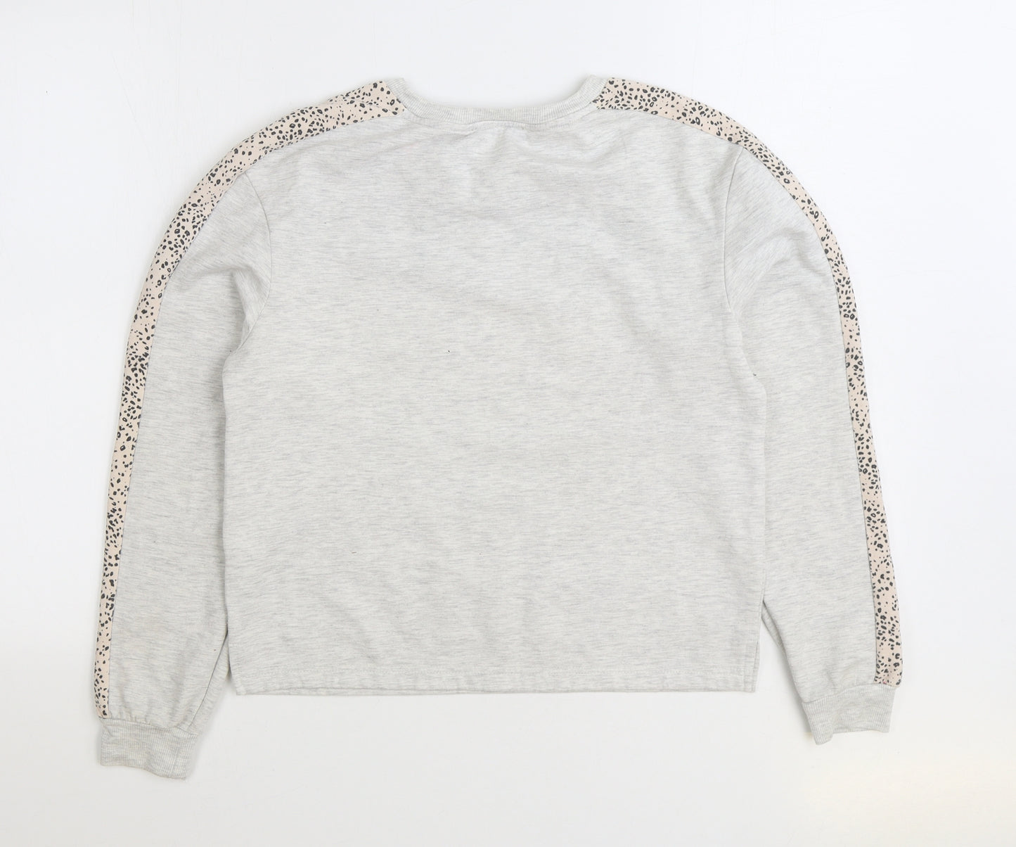 New Look Womens Grey Animal Print Polyester Pullover Sweatshirt Size 8 Pullover - Leopard Print