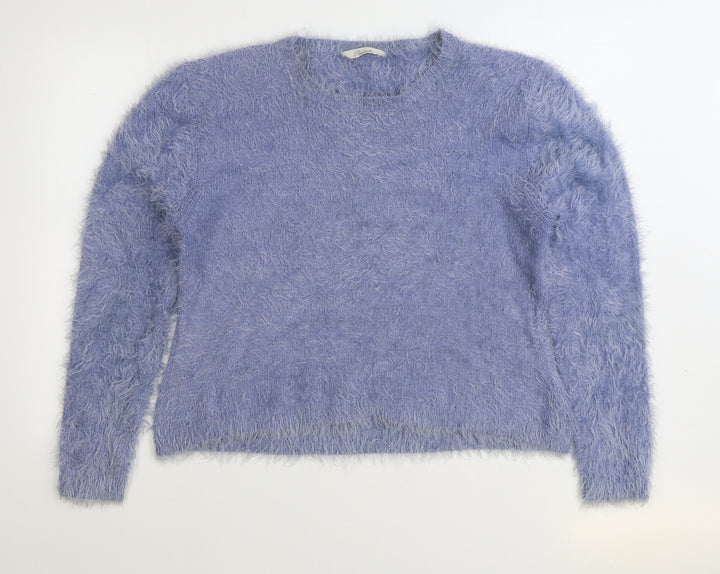 Peacocks Womens Blue Round Neck Nylon Pullover Jumper Size L