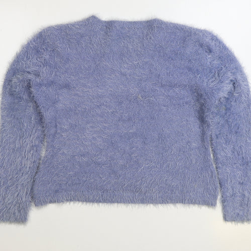 Peacocks Womens Blue Round Neck Nylon Pullover Jumper Size L
