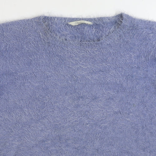 Peacocks Womens Blue Round Neck Nylon Pullover Jumper Size L
