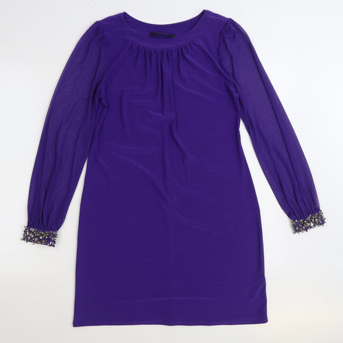 Dorothy Perkins Womens Purple Polyester Sheath Size 12 Boat Neck Pullover