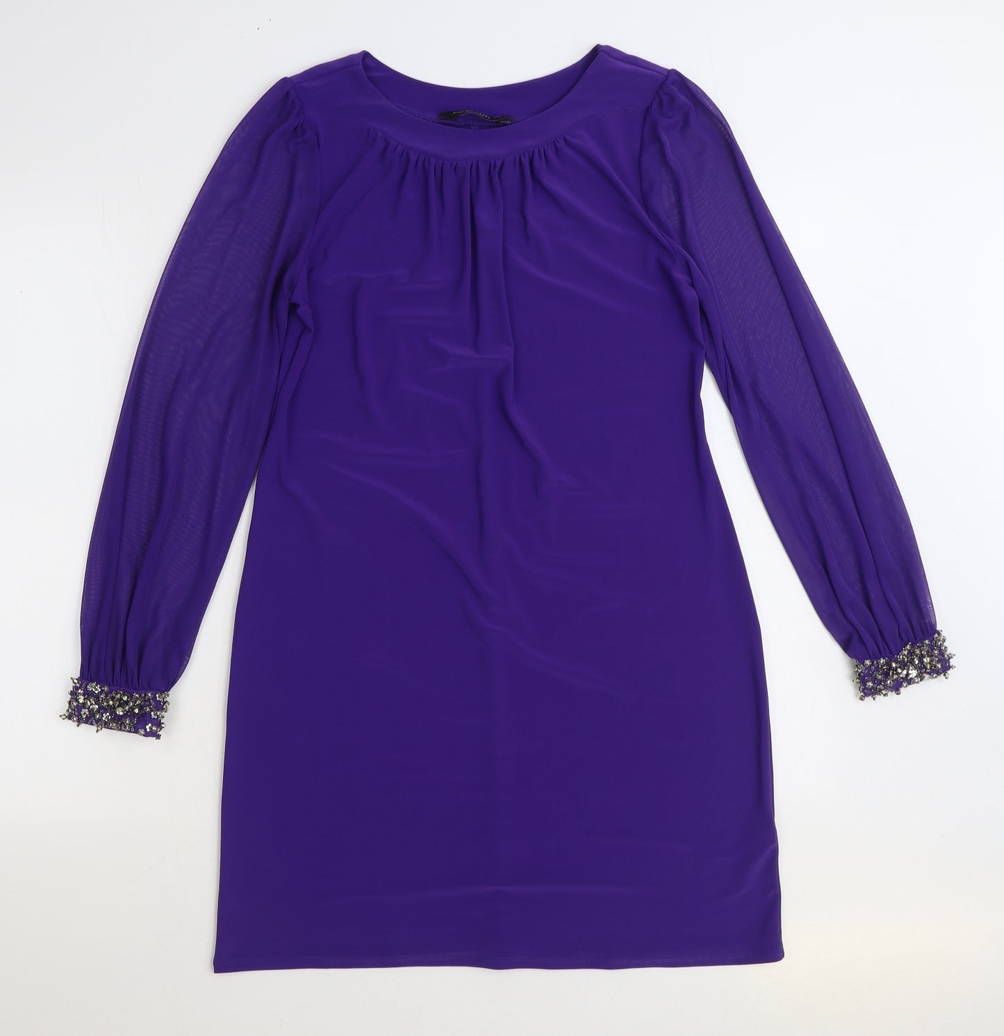 Dorothy Perkins Womens Purple Polyester Sheath Size 12 Boat Neck Pullover