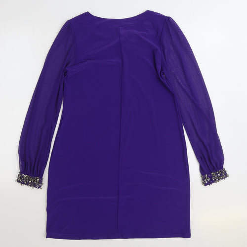 Dorothy Perkins Womens Purple Polyester Sheath Size 12 Boat Neck Pullover