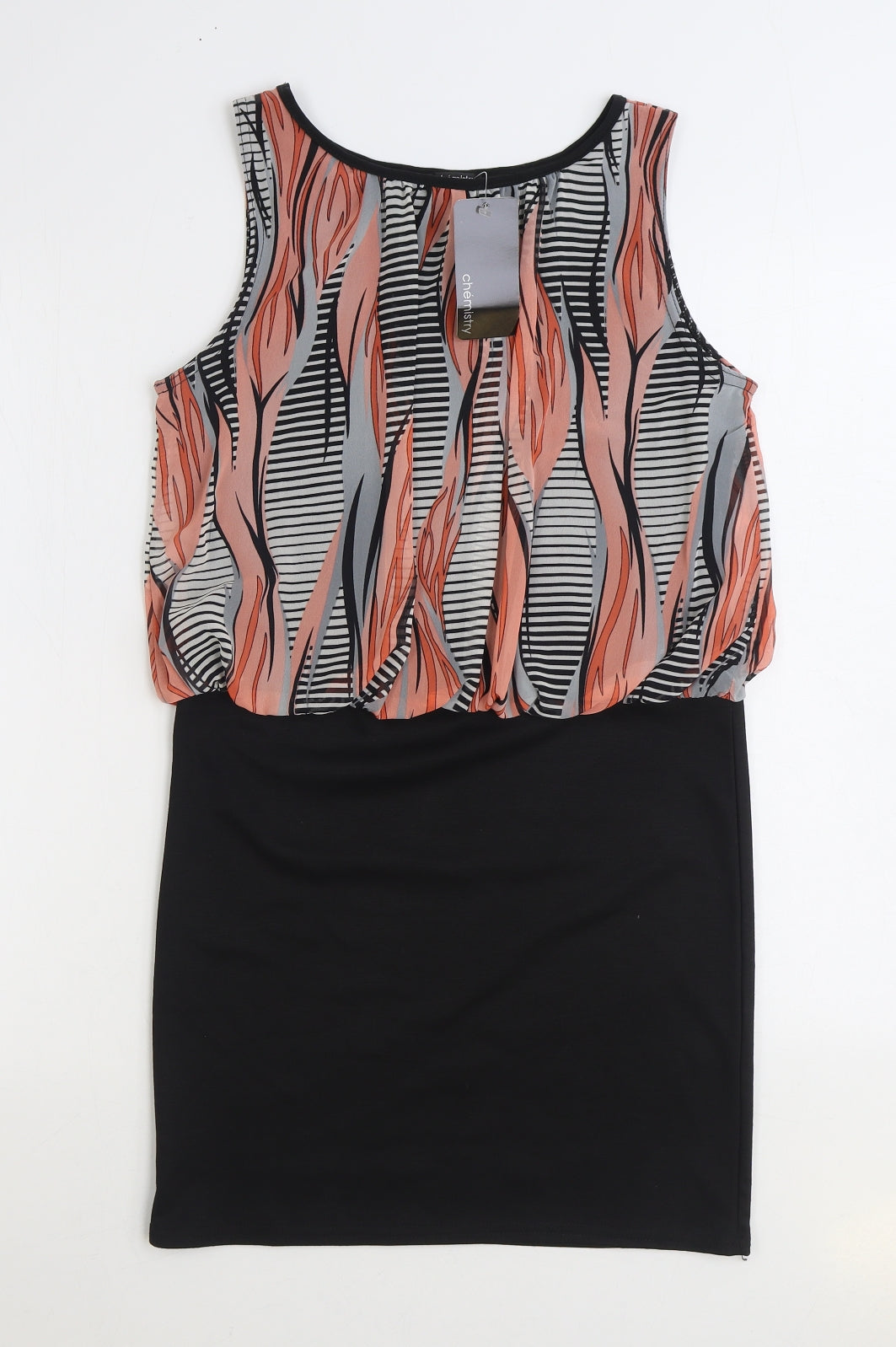 Chemsitry Womens Multicoloured Striped Polyester Bodycon Size 18 Boat Neck Pullover