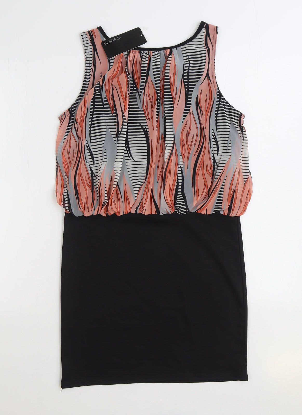 Chemsitry Womens Multicoloured Striped Polyester Bodycon Size 18 Boat Neck Pullover