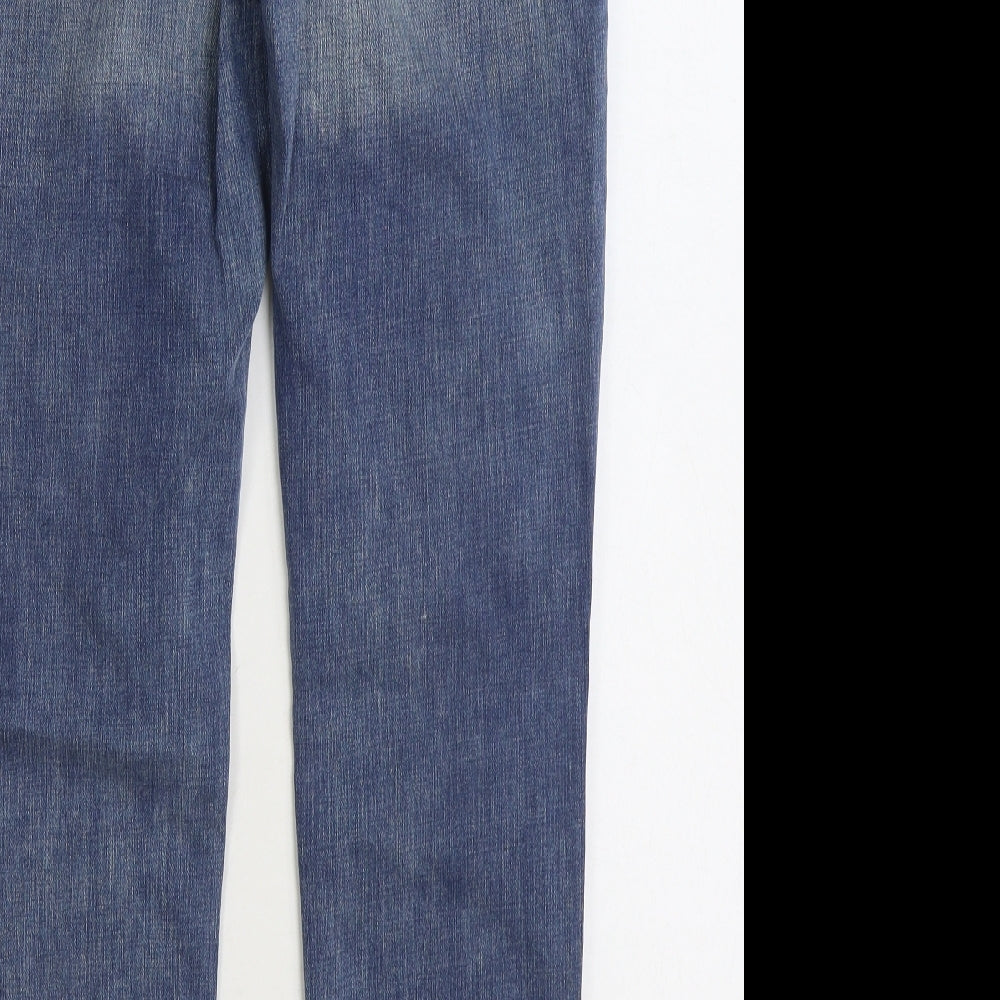 F&F Womens Blue Cotton Straight Jeans Size 12 L29 in Regular Zip