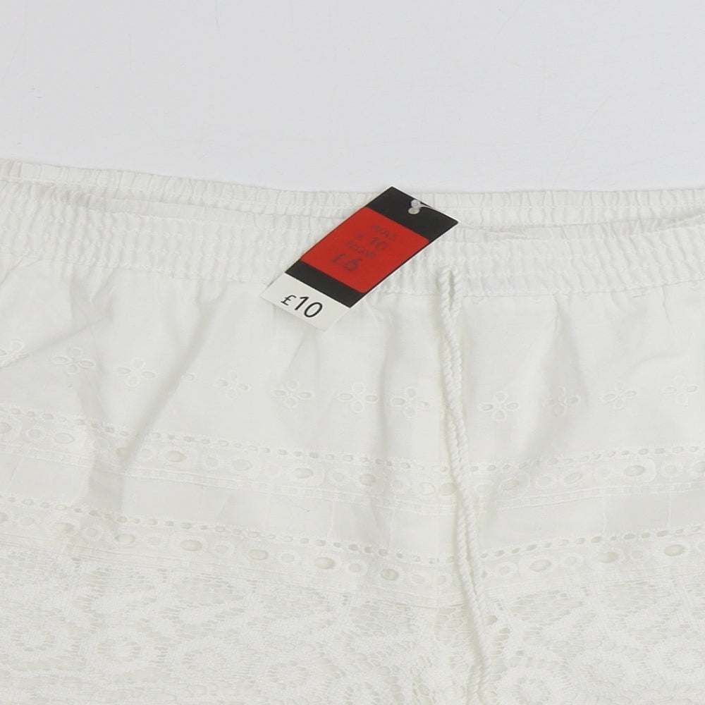 George Womens White 100% Cotton Hot Pants Shorts Size XL Regular Drawstring