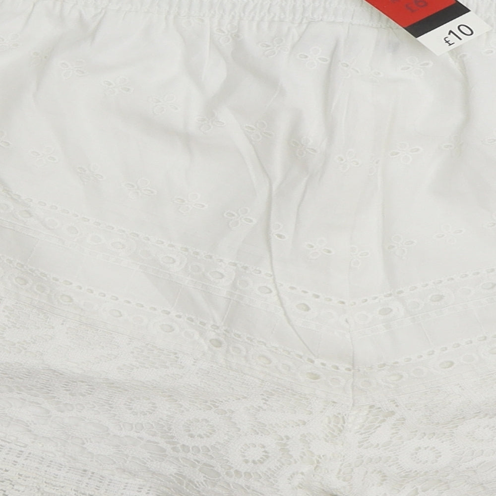 George Womens White 100% Cotton Hot Pants Shorts Size XL Regular Drawstring