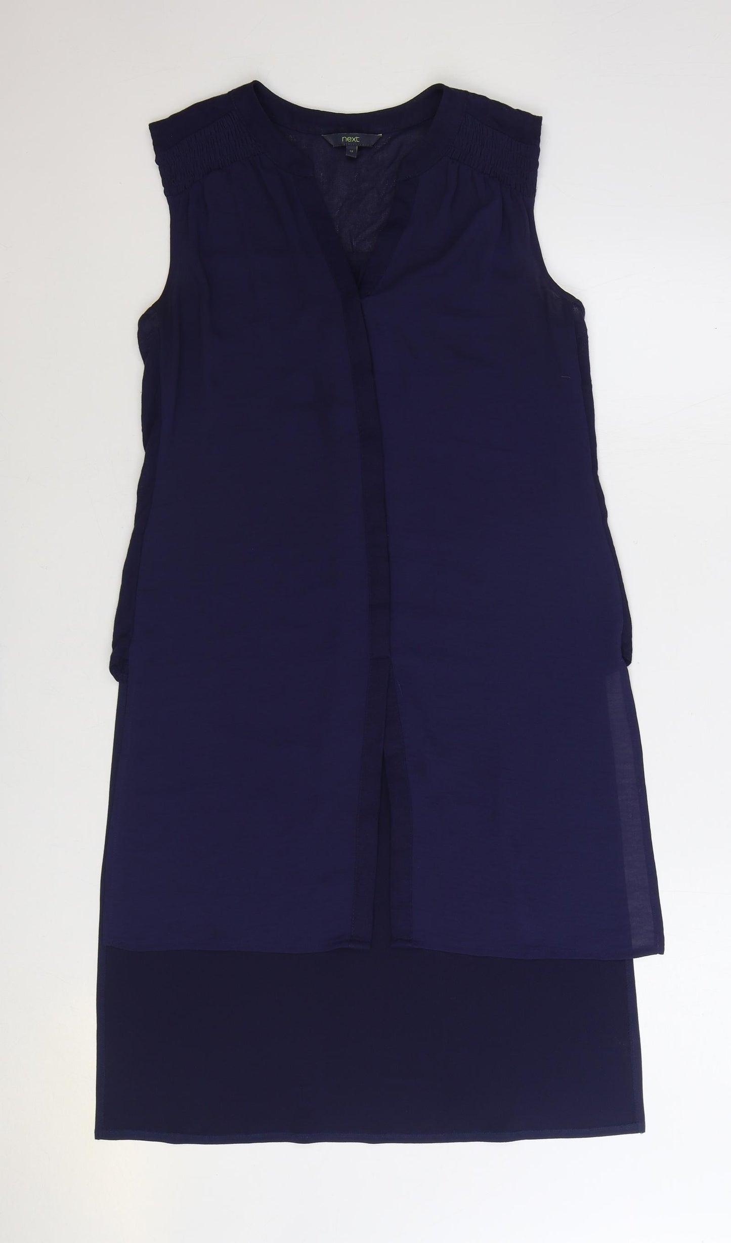 NEXT Womens Blue Polyester Basic Blouse Size 12 V-Neck